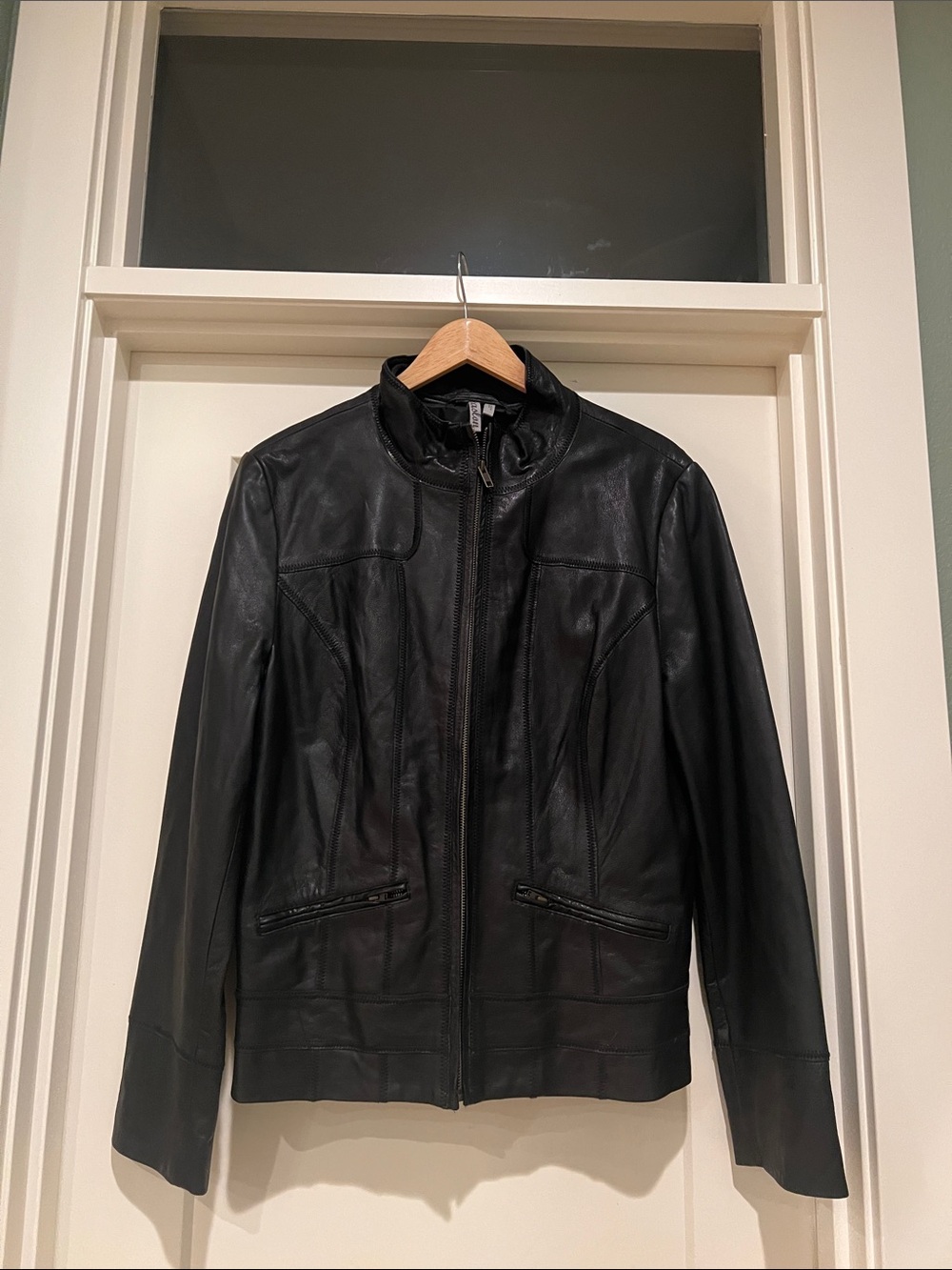 Caslon Black Faux Leather Zip Jacket